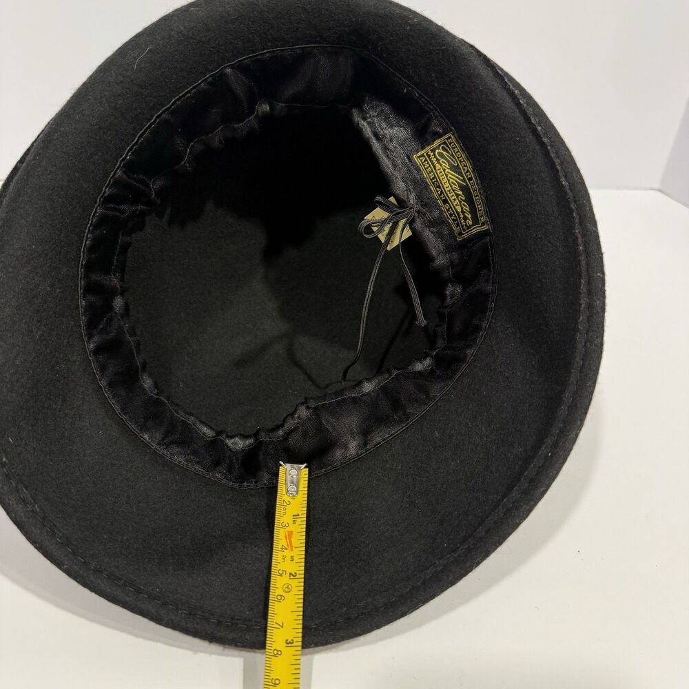 Callanan Cloche Bucket Bowler Hat Black 100% Wool Bow Bohemian City One Size - Picture 16 of 16